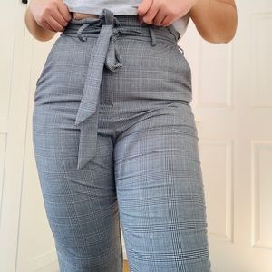 H&M Gray Plad Paperbag Pants Size 8